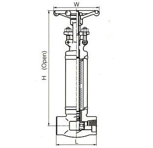 Sizes and Weights of 1500 Lb, All Welded Ends, WB, Forged Bellows Seal Gate Valve