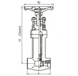 Sizes and Weights of 150, 300, 600 Lb, Flange Welded Ends, BB, Forged Bellows Seal Gate Valve