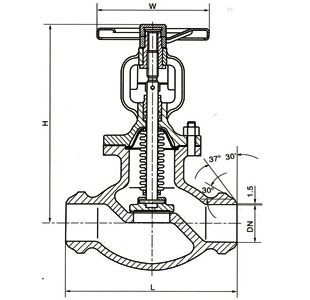 Sizes and Weights of PN 16 Butt Welded Ends Bellows Seal Globe Valve