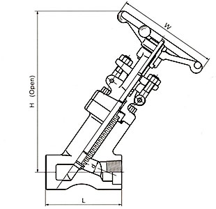 Sizes and Weights of Y Pattern 800 Lb, Threaded or Socket Welded Ends, BB, Forged Bellows Seal Globe Valve