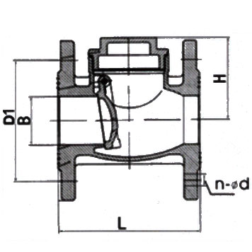 Dimensions of H44W Brass Swing Flanged Check Valve