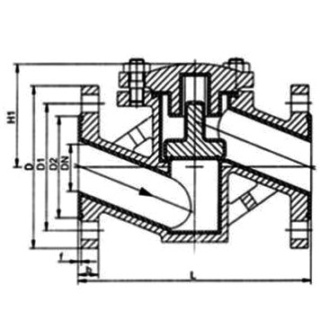 Dimensions and Weights of H41J/FS Rubber / PTFE / FEP / PFA Lined Check Valve