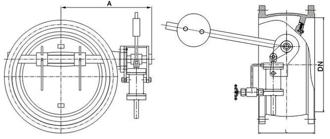 HD7Q41X Tilting Disc Check Valve with Counterbalance (Conterweight) Arm & Electric-Hydraulic Actuator