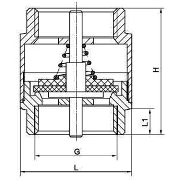 Dimensions of H12X-16T Brass Vertical Check Valve