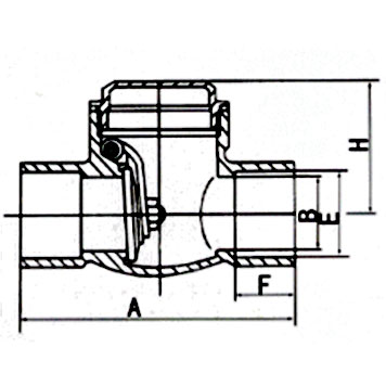 Dimensions of H64W-16T Brass Socket Welded Swing Check Valve