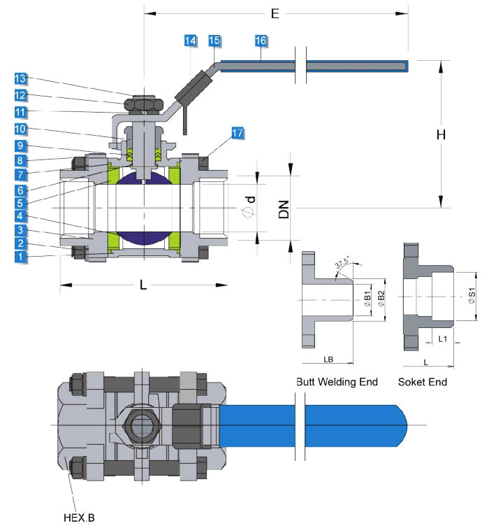 Materials of 1000 Psi / WOG-3 PC Heavy Body-PTFE RTPFE PEEK PPL Seated