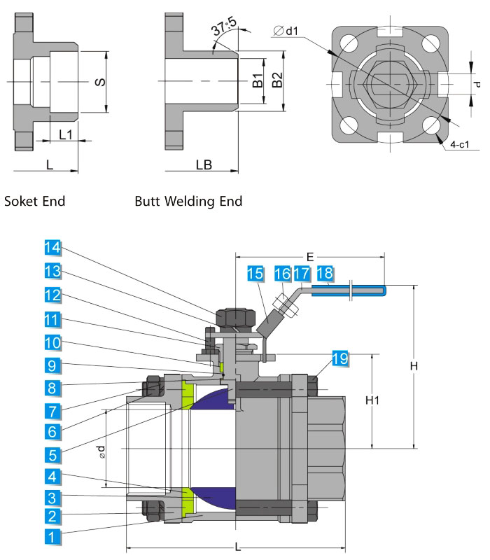 Materials of 1000 Psi / WOG-3 PC-Sandard Body-PTFE RTPFE PEEK PPL Seated with ISO Mount Pad