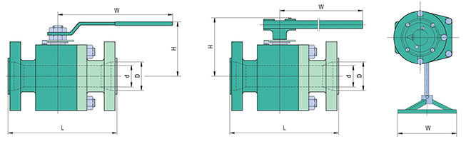 Pic of Dimensions and Weights of ANSI / ASME Pressure Class 150 Lb-Split Body-Full Bore