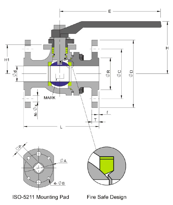 Weights of ANSI / ASME Pressure 150 Lbs -Split Body Ball Valves Ball Valves with Mount Pad