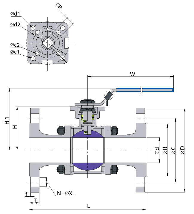 Materials and Sizes of ANSI / ASME Pressure 150 Lbs-3 PC-Flanged Ends-Sandard Body-PTFE RTPFE PEEK PPL Seated