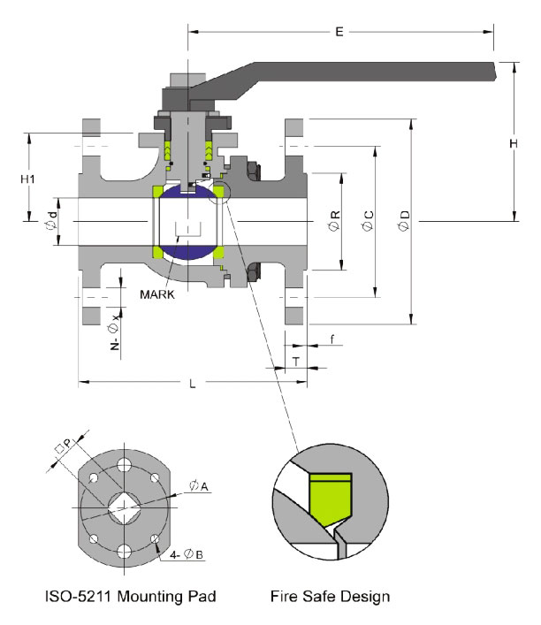 Weights of ANSI / ASME Pressure 300 Lbs -Split Body Ball Valves Ball Valves with Mount Pad