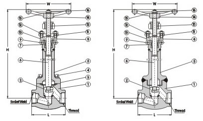 Materials of Cryogenic Globe Valves, Forged steel, Class 800Lb