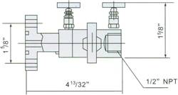 Structure of SS-M5F8-FL Flange 5-Valve Manifolds pic 2