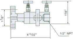 Structure of SS-M5F8-FL Flange 5-Valve Manifolds pic 2 