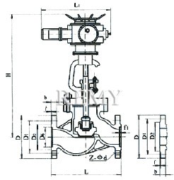  J941H/J941Y型电动法兰钢制截止阀 结构图