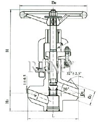  J61Y/J61YP54(夹箍式)电站用对焊契式截止阀 结构图