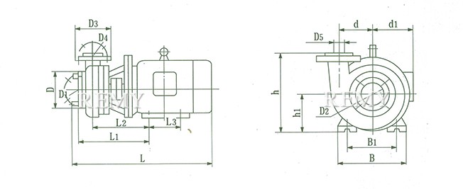 FSB-D短支架式氟塑料合金泵 安装示意图