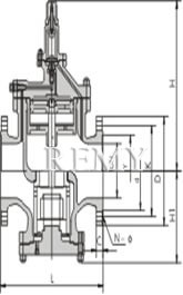 YGa43H/Y型高灵敏度大流量蒸汽减压阀 外形尺寸图
