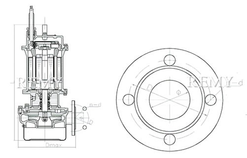 QXF25-9-1.1型全不锈钢潜水电泵 外形尺寸图