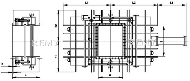  BYCZF649型气动(方形)封闭式眼镜阀 结构图