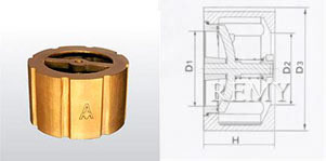 H72X黄铜对夹消声止回阀 外形尺寸图