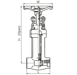 Sizes and Weights of 800 Lb, Threaded, Socket Welded Ends, BB, Forged Bellows Seal Gate Valve