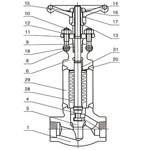 Materials of All Weled Bellows Seal Globe Valve