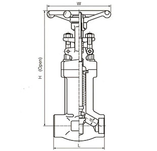 Sizes and Weights of 800 Lb, Threaded, Socket Welded Ends, WB, All Weled Bellows Seal Globe Valve