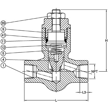 Dimensions & Weights of API 602 Forged Pressure Seal Lift Check Valve