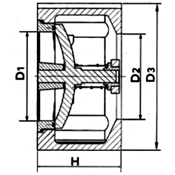 Wafer brass muffler check valve constructral diagram