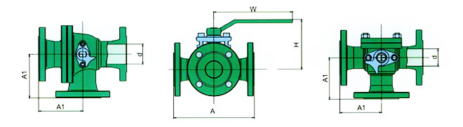 Dimensions and Weights of ANSI / ASME Pressure Class 150 / 300 Lb-Three Way-Flanged Ends-PTFE RTPFE PEEK PPL Seated