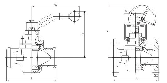 Dimensions and Weights of Lined Plug Valve