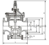 Dimensions of RP-1H Steam Pressure Reducing Valve (PRV)