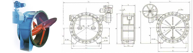 翻板式蝶阀 外形尺寸图