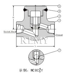 螺栓阀盖升降式锻钢止回阀 结构图2