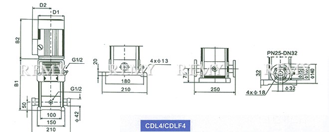 CDL4/ CDLF4系列多级泵安装尺寸