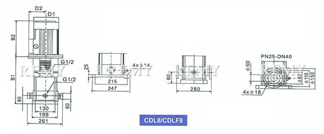 CDL8 / CDLF8系列多级泵 安装尺寸