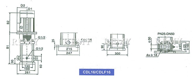 CDL16 / CDLF16系列多级泵 安装尺寸