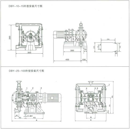 DBY电动隔膜泵 外型安装尺寸