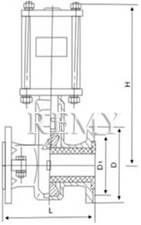 GJ6K41X-6L型常开型气动管夹阀 外形尺寸图1