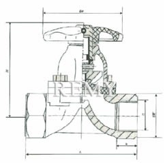 EG11W/J-10/16型内螺纹隔膜阀 外形尺寸图