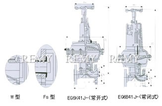 EG6K/B41J-6/10/16型 气动衬胶隔膜阀、气动衬氟隔膜阀 外形尺寸图
