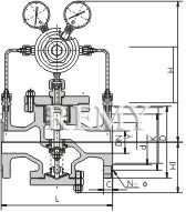 YK43X/F型气体减压阀 外形尺寸图