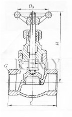 J11X-16T型内螺纹青铜截止阀 外形及连接尺寸