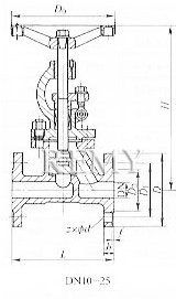 J41H/Y/W/F/N型青铜截止阀 外形及连接尺寸3