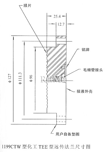 1199CTW型化工TEE型远传法兰尺寸图