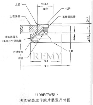 1199RTW法兰安装远传膜片装置尺寸图