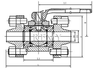 Q61 F/N-160/320 C/P高压焊接球阀 结构图