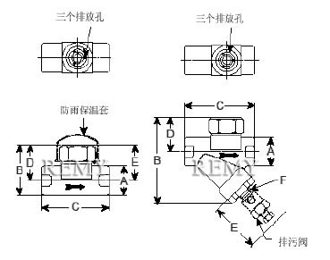 CD-33/CD-33S系列受控圆盘型疏水阀 外形尺寸图