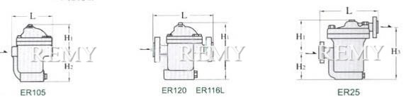 ER105/120/116L/25差压复阀钟型浮子式蒸汽疏水阀 外形尺寸图